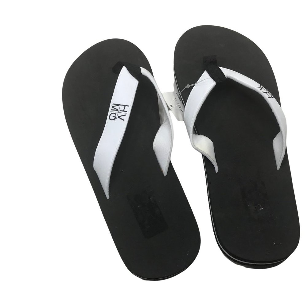 HV MG Men's Size XL Flip Flops Black And White New With Tags
